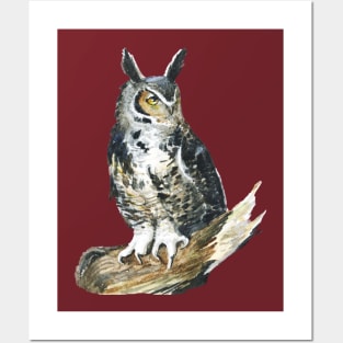 Eagle Owl watercolor Posters and Art